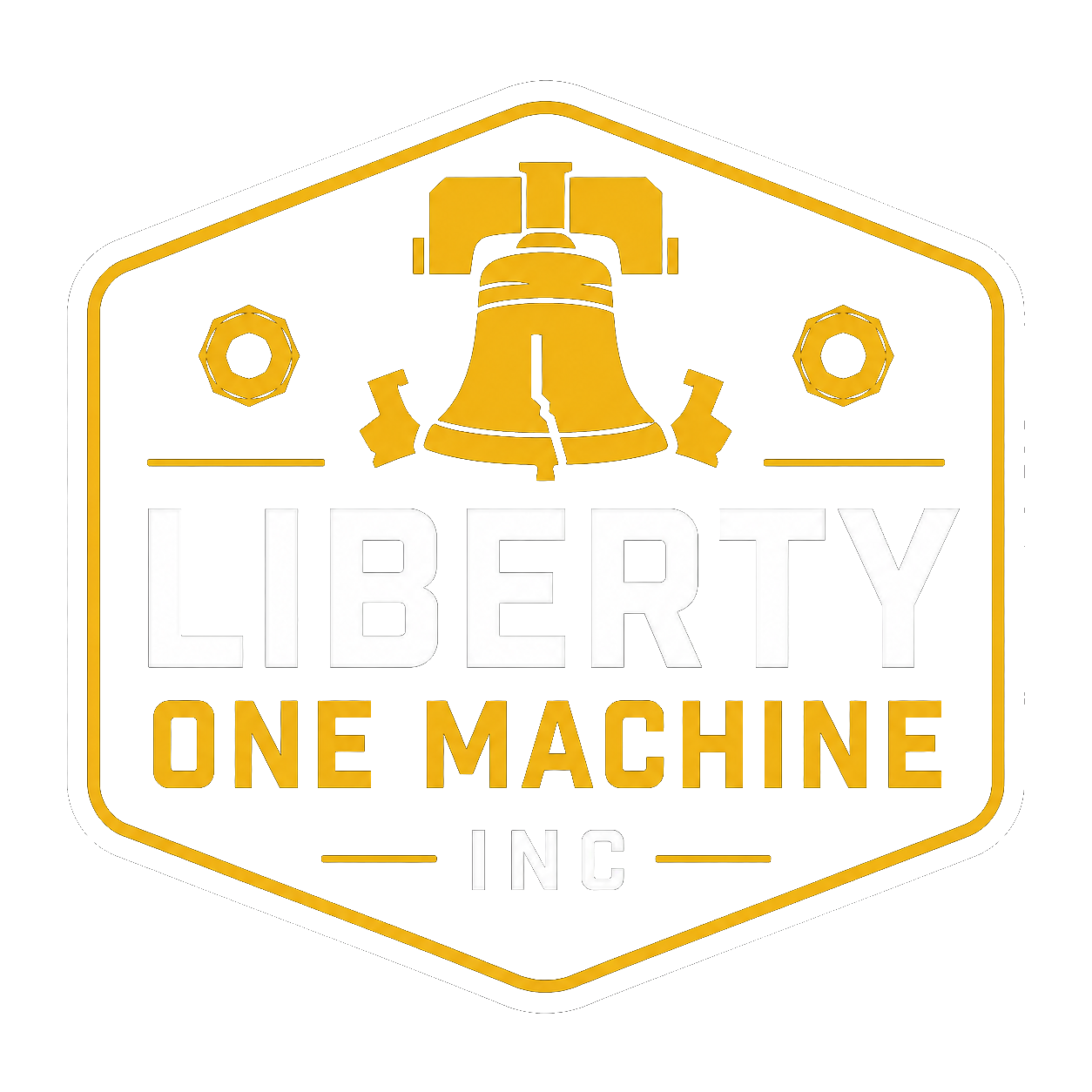 Liberty One Machine Inc badge logo, reversed